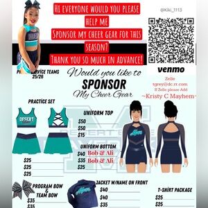 Teal and Navy Cheer Uniform Set